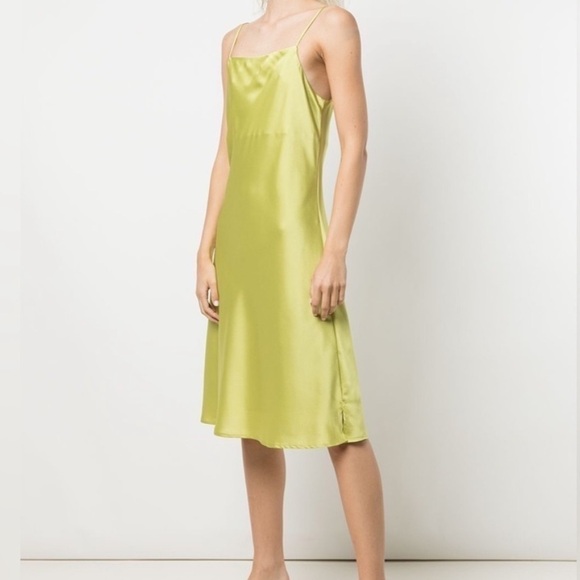 Apparis Dresses & Skirts - Apparis Carmen Satin Slip Mini Dress in Green Yellow